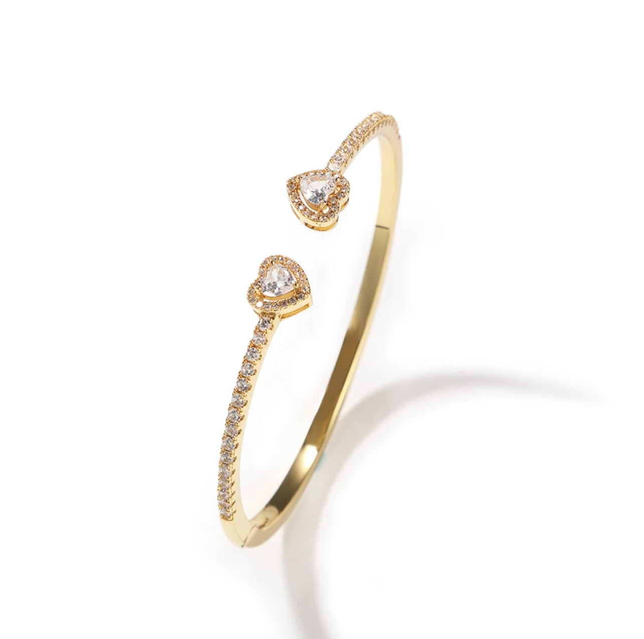Double Heart Bangle Bracelet