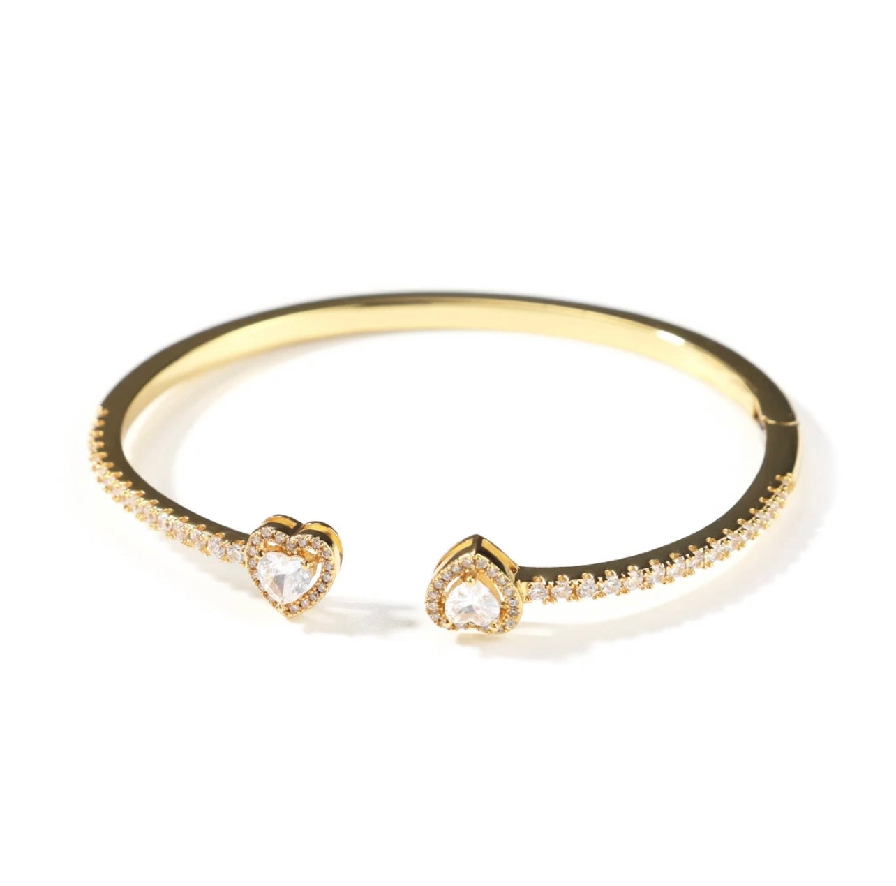 Double Heart Open Bangle