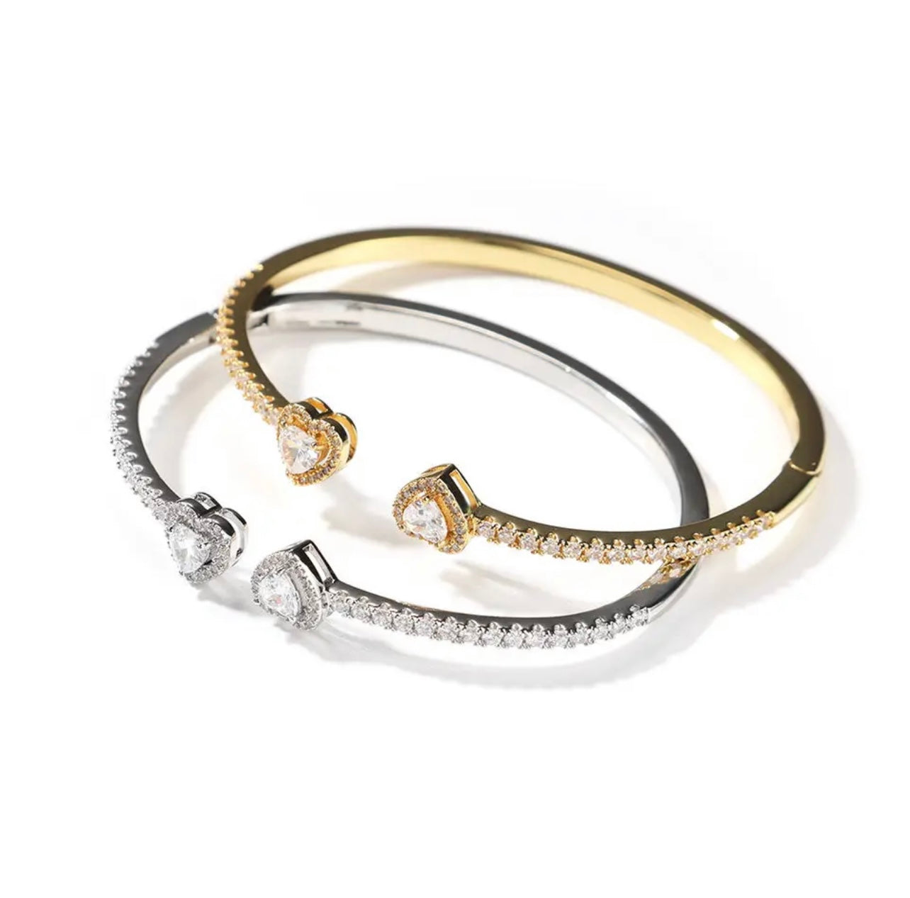 Double Heart Open Bangle